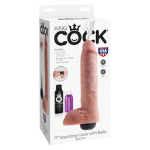 Load image into Gallery viewer, 11 Inch Squirting Cock With Balls - King Cock- Flesh Coloured
