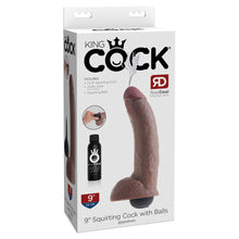 Load image into Gallery viewer, 9 Inch Squirting Cock Dildo With Balls - King Cock Brand - Brown Coloured
