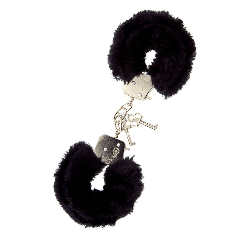 Black Furry Metal Handcuffs