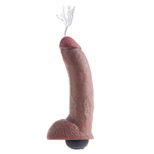 Load image into Gallery viewer, 9 Inch Squirting Cock Dildo With Balls - King Cock Brand - Brown Coloured
