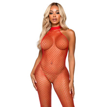 Load image into Gallery viewer, Leg Avenue Racer Neck Bodystocking Red UK 6 to 12
