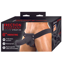 Load image into Gallery viewer, Erection Assistant Hollow Vibrating StrapOn 6 inch Black
