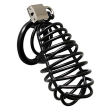 Load image into Gallery viewer, Black Metal Male Chastity Device With Padlock
