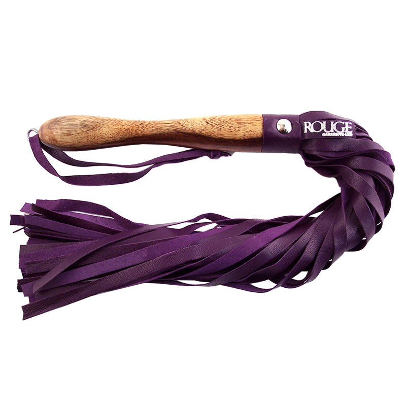 Rouge Garments Wooden Handled Purple Leather Flogger