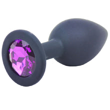 Load image into Gallery viewer, Small Black Jewelled Silicone Butt Plug
