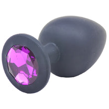 Load image into Gallery viewer, Large Black Jewelled Silicone Butt Plug
